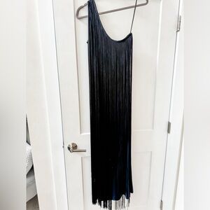 Black one strap tassel dress size 4 Express X Carla